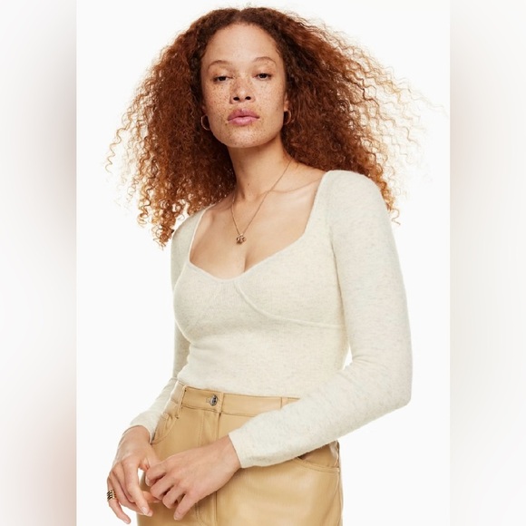 Aritzia Sweaters - Aritzia Wilfred Wool Blend Greer Sweetheart Bustier Cream Sweater Size Small